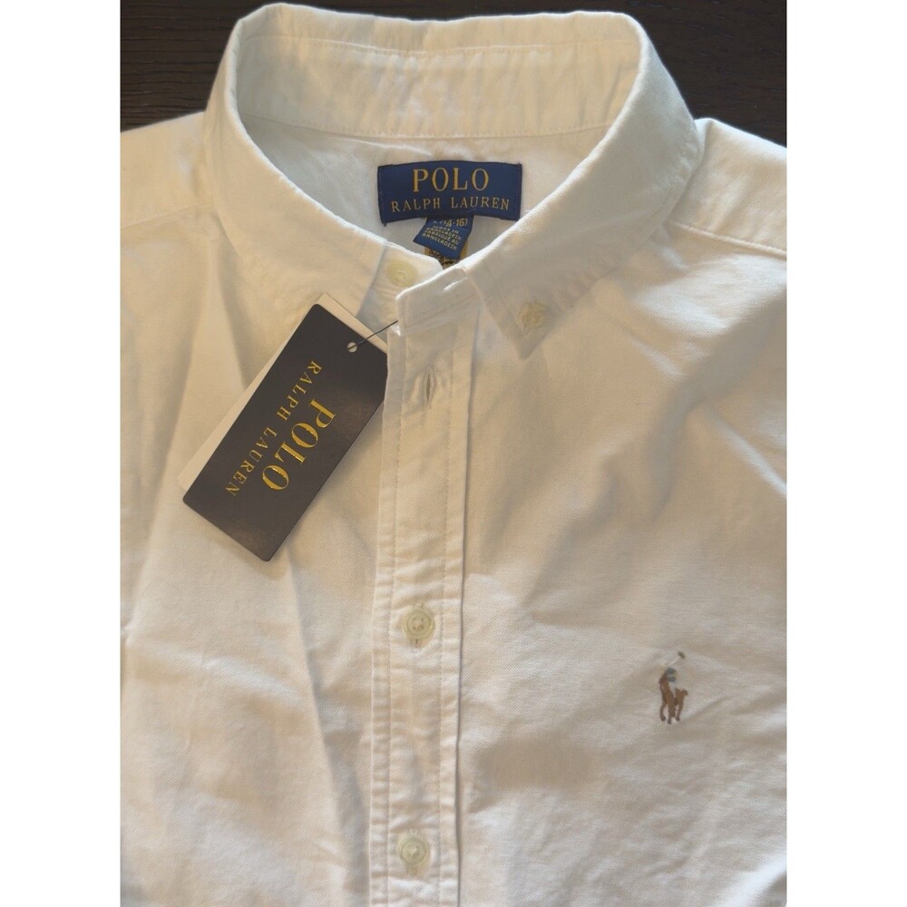 Polo Ralph Lauren Boys Classic Fit Oxford Shirt White Size L NWT (14-16)